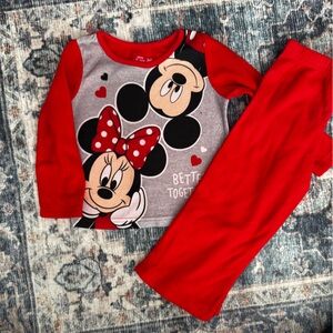 2/$15- Disney Red and Gray Minnie Mouse Pajama Set